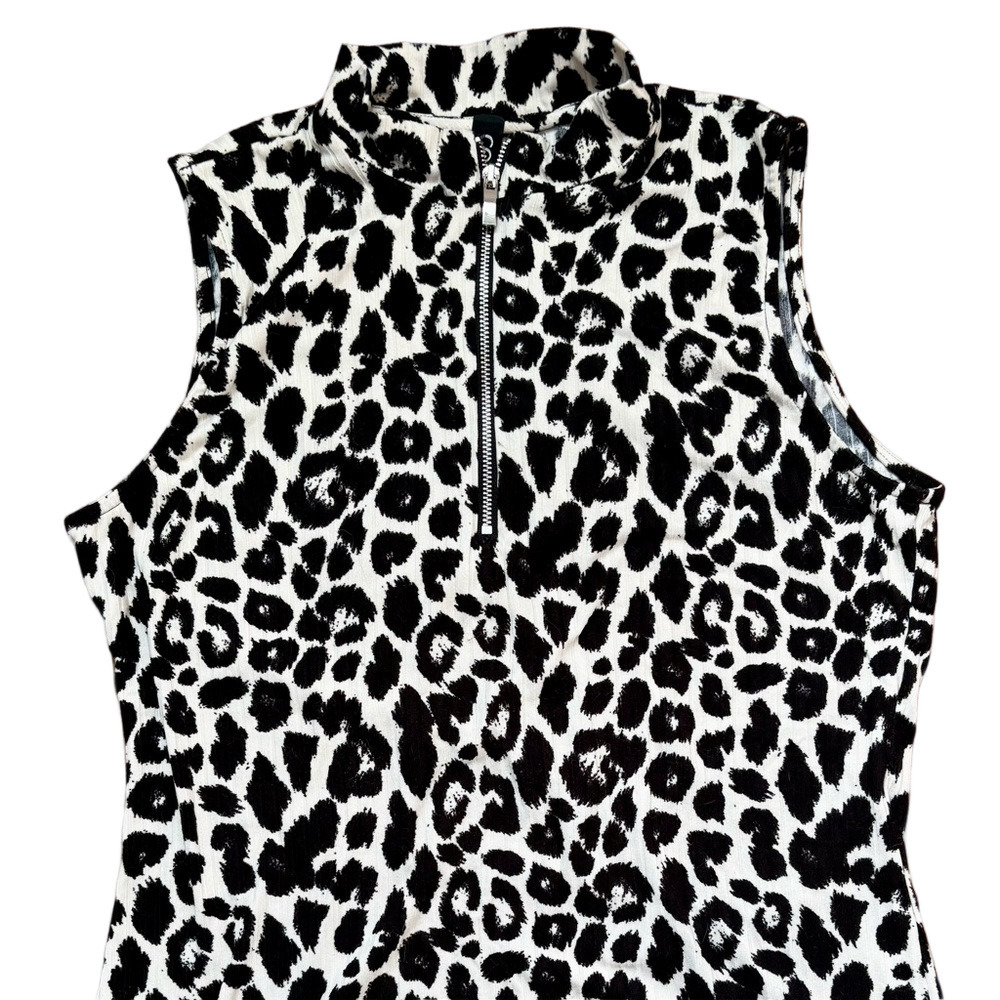 Chic Black and White Animal Print Blouse